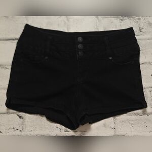 Blue Spice Black Denim Shorts High Rise Triple Button Size 5/6
